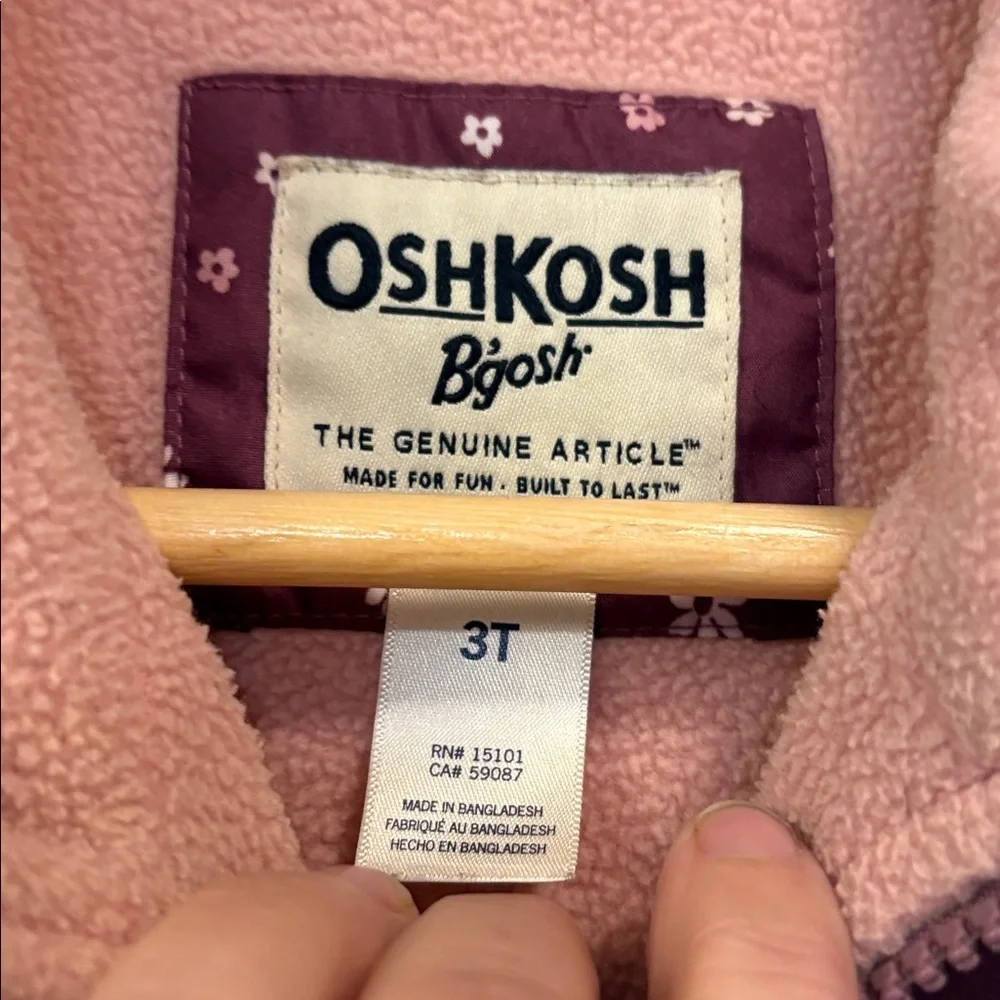 OshKosh B'gosh Plum Floral Hooded Jacket Sz 3T